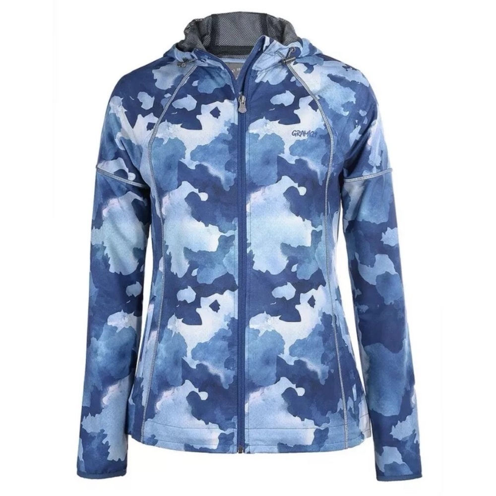 NWT Gramicci Women's Trail Jacket Small - Blue Camo Hooded Apricity - Picture 3 of 4